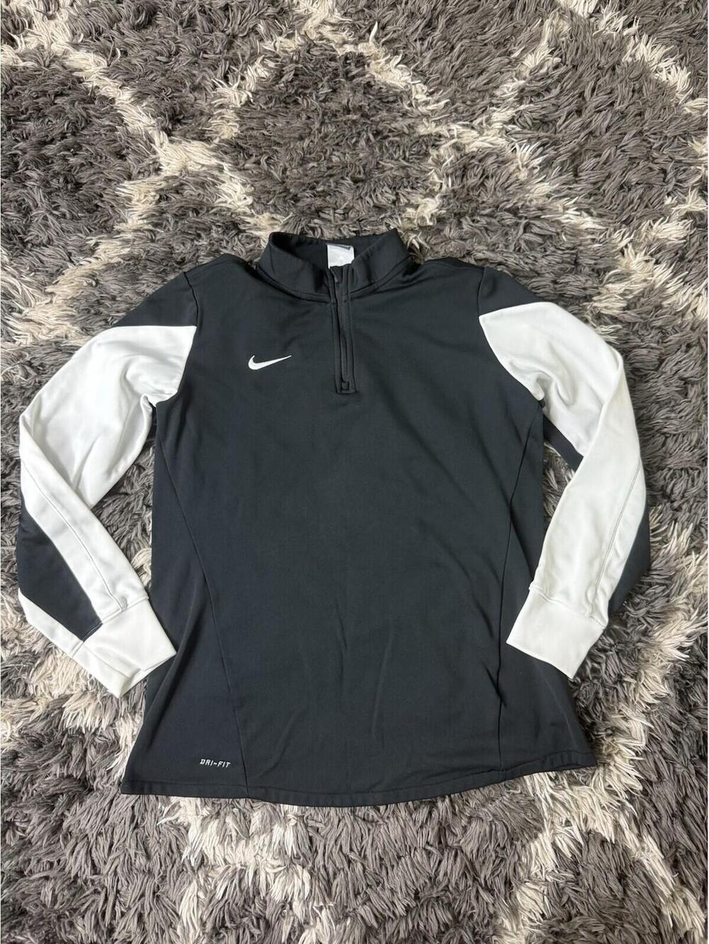 Nike Soccer Dri Fit 1/4 Zip Jacket Women’s Large Black White Full Zip Futbol